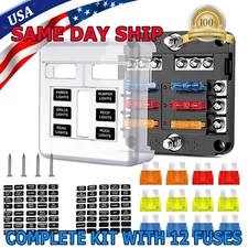 6 Way Car Boot Power Distribution 12-24V Blade Fuse Holder Box Block Panel Board