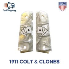 1911 Clones CUSTOM GUN GRIPS "ALL IN" Aces Pearl