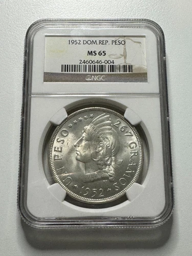 Dominican Rep. 1952 Peso, NGC 65, Scarce High Grade,