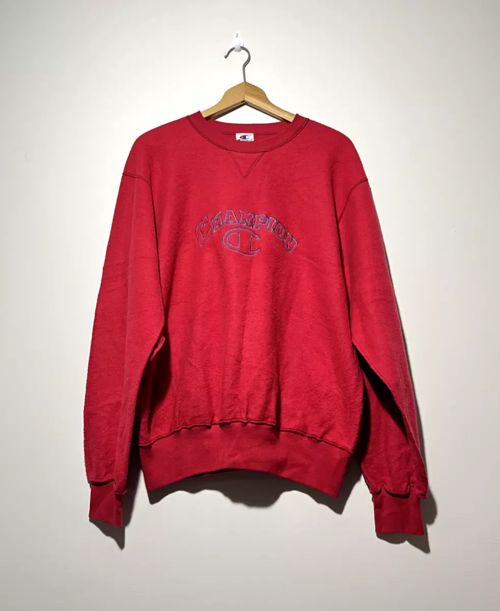 Vintage 90s Champion Inside Out Crewneck Sweatshirt Embroidered Men's Sz L