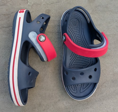 Crocs Crocband Little Boys Sandal Size C 10 Navy Blue Red Lightweight Water Shoe