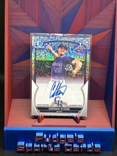 Connor Staine 2023 1st Bowman Chrome Speckle Refractor Auto /299 Rockies - J377