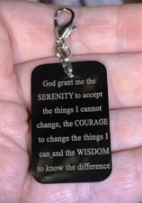 Silver Serenity Prayer Mirror Charm Zipper Pull & Keychain Add On Clip!!