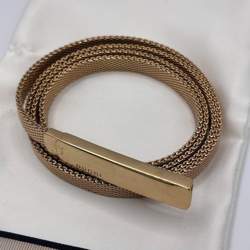 GUCCI Plate Mesh Belt Metal Gold from japan dhl fedex free shipping - Picture 2 of 16