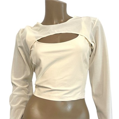 new JoyLab large sheer mesh 2 in 1 layered active crop top TLS1 2139