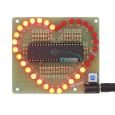 Love Heart shaped LED Red Light Water Electronic Flashing Suite Gift DIY Kits