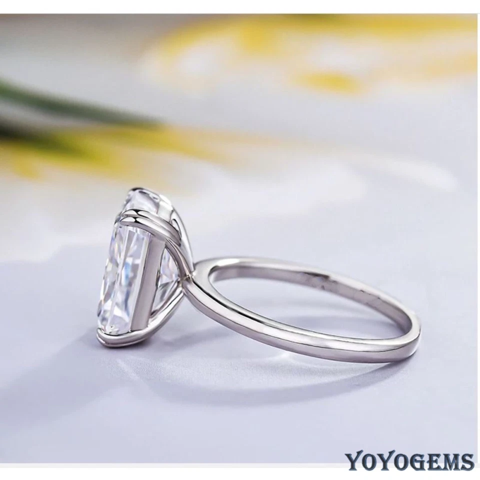 Moissanite Solitaire Engagement Ring Solid 14K White Gold Radiant Cut VVS1 2 CT - Image 2 of 4