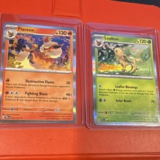 Pokemon TCG Prismatic Evolutions Promo Holo Flareon 013/131 & Leafeon 005/131