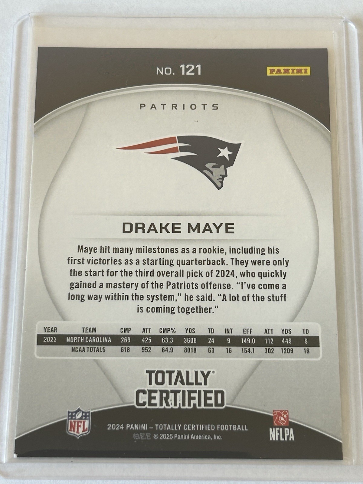 2024 Panini Totally Certified - Rookies Drake Maye #121 (RC)