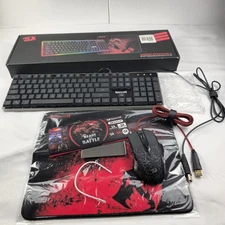 Redragon S107 Gaming Keyboard, Mouse, Mousepad, Stickers, Cleaning Brush
