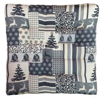 Stuhlkissen - Sitzkissen Patchwork Style Winter - grau - ca 40 x 40 cm