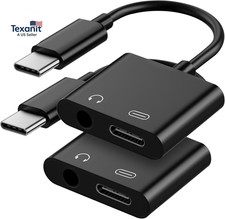 USB C to 3.5Mm Headphone and Charger Adapter, 2-Pack Type C to Aux Jack Dongle C