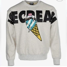 NWT Ice Cream Cone Head Med Gray Crew Neck Sweatshirt $125 Billionaire Boys