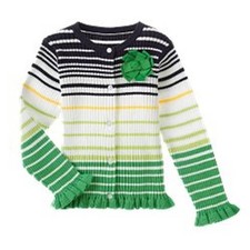 Gymboree Girls Striped Cardigan Sweater Size 5 NWT Button Front Green Yellow