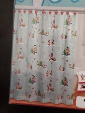Disney Mickey Minnie Friends Holidays Christmas Fabric Shower Curtain/hooks New