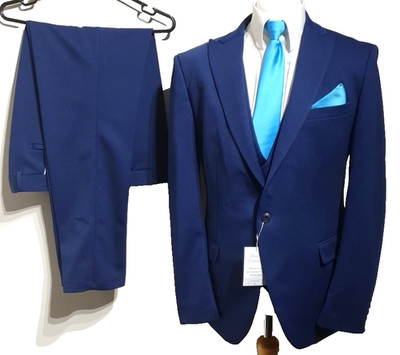 Daniel Gallotti DNG Herren 3 Teiler Anzug Slim Fit Ch44''R W40'' L31'' Hellblau