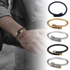 Men Titanium Ion Osimium Bangle Lymphatic Drainage Wrist Cuff Bracelet OY
