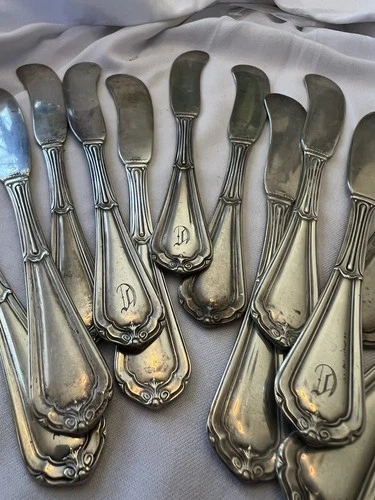 Set Of 12 Vintage Sterling Silver Butter Knives