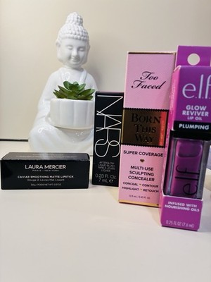 Laura Mercier Lipstick, NARS Blush, Too Faced Concealer, e.l.f. Lip Oil Lot