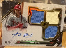 Topps Alec Bohm RC Relic Autograph Card Phillies Rookie Memorabilia
