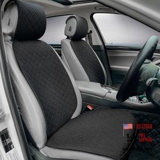 Linen Car Seat Covers Front Seat Covers Breathable Cloth Fabric Car Seat Black