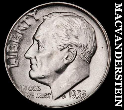 1955 Roosevelt Dime- Silver- Choice Gem Brilliant Unc Luster No Reserve #J4985
