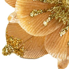 Poinsettia Artificial Flower 7.9 Inch Velvet Glitter Poinsettia Faux Xmas F AHCL