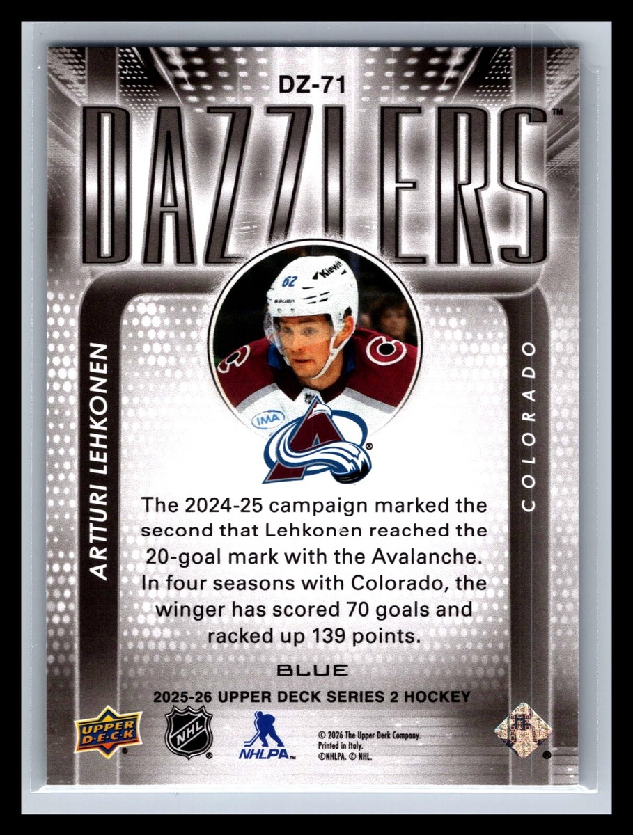 2025-26 Upper Deck #DZ-71 Artturi Lehkonen Dazzlers Blue Colorado