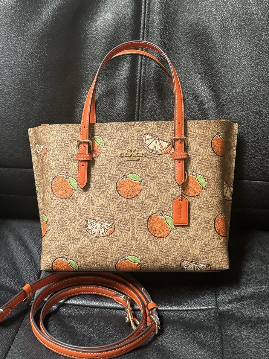 Coach Mollie Tote Bag 25 In Signature Canvas With Orange Print In