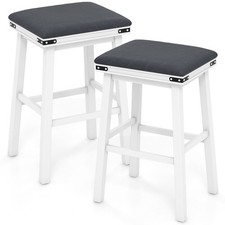 76CM Upholstered Bar Stool Set of 2 Backless Counter Height Stools Dining Chairs