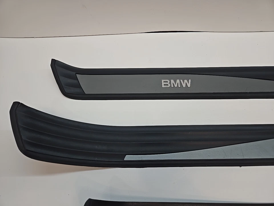04 05 06 07 BMW 530i 530Xi E60 Trim Door Sill Scuff Plate Set Black Grey OEM - Image 2 of 4