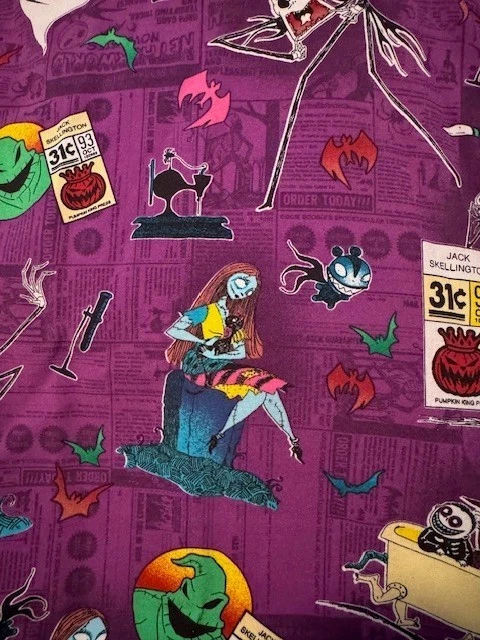 Disney Nightmare Before Christmas Sally Jack Halloween Nurse Uniform Scrub Top - Image 3 of 3