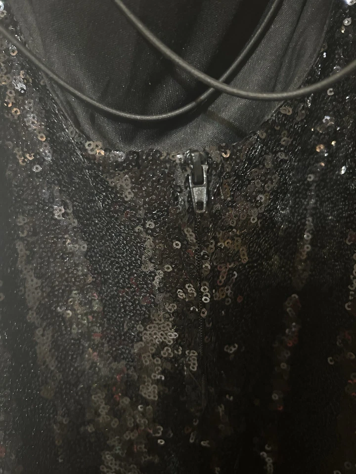 长款黑色亮片舞会礼服 14 码正式晚礼服 — 第 3/4 张图片