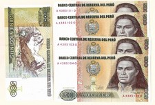 5x Peru 500 Intis 1987 P 134 UNC