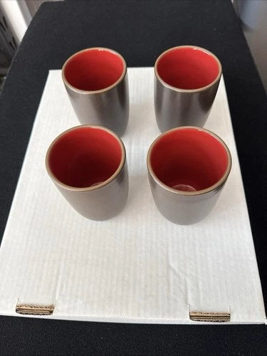 Heath Ceramics Set Of Four Tall Cup Tumbler Mug Matte Duo Brown /Red Color