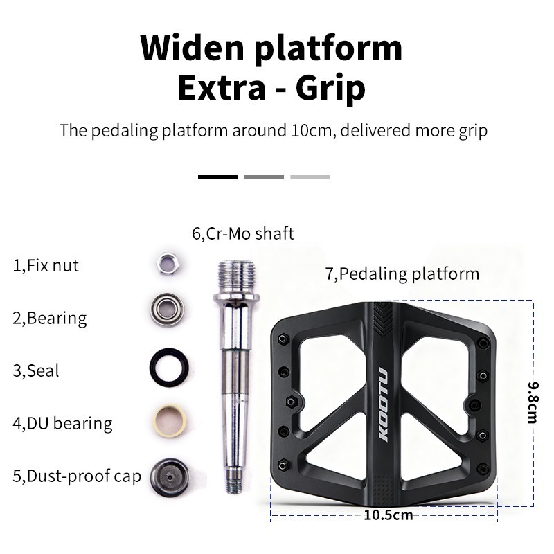 KOOTU Super Grip Mountain bike pedals, 9/16 standard , replaceable nails design