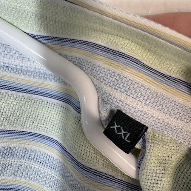 Camisa Canali Sportswear Para Hombres 2XL Azul Verde Rayas Manga Larga Vestido Algodón Foto 4 de 4