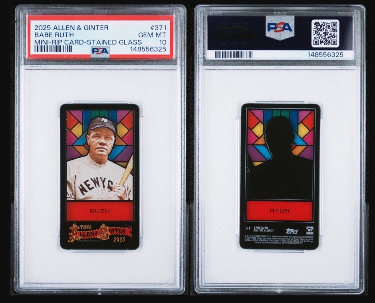 Babe Ruth 2025 TOPPS ALLEN & GINTER | MINI-RIP CARD-STAINED GLASS. PSA 10 view 3