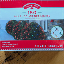 Holiday Time Net Lights 150ct Multicolor 6 ft x 4 ft Green Wire Indoor/Outdoor