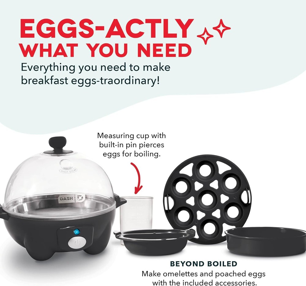 Electric Egg Cooker 7 Egg Capacity Hard Boiled Poached Omelet w/ Auto Shut Off