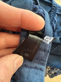 La Perla 36B (US) Navy Floral Lace Padded Underwire Bra + XS Pretty Pants Bridal