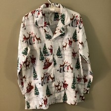 NWOT Pottery Barn Kids Christmas Pajama Top Sleep Shirt Adult XS Santa Reindeer