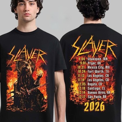 Slayer Reign in Blood 40th Anniversary Tour 2026 Merch Flame T-Shirt Reprint