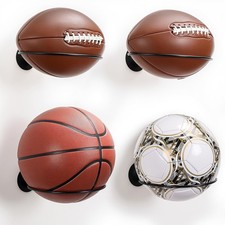 "4-Pack Universal Wall Mount Ball Holder - Basketball, Soccer, Volleyball, Footb