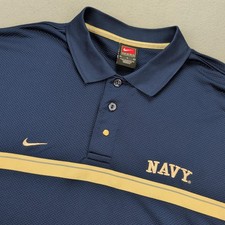 Navy Midshipmen Polo Shirt Mens Large Long Sleeve NCAA Football Nike Sphere Dry