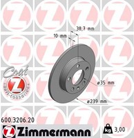 2X Bremsscheibe Coat Z Zimmermann 600.3206.20 FüR Passat VW 35I Golf 1H5 1H1 3
