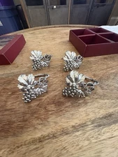 Vintage Arthur Court Designs Grape Napkin Rings - Set Of 4 in Original Box