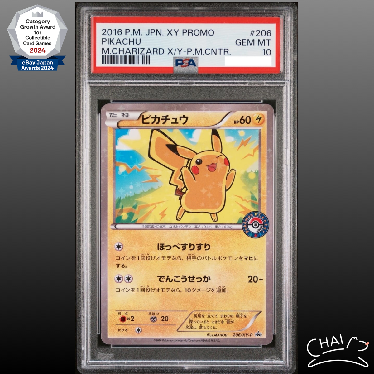 PSA 10 Pikachu Wearing Mega Charizard P XY-P 206 Pokemon Card