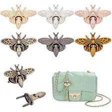 PH PandaHall 6 Sets, 6 Colors 3D Bee Shape Bag Turn Buckles Alloy Purs