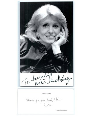 JANE ASHER Autogramm handsigniertes Foto & Kompliment Beleg englische Schauspielerin ALFIE